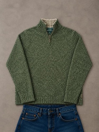 Pull woolrich vert col zippé - pull,